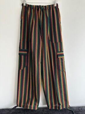 Peru/Ecuador Handmade Cotton Boho Striped Hippie Unisex‎ Pants Joggers Medium